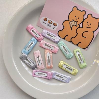 China Fashion 3cm Solid Color Hair Clips Beaded Square Plastic Hairpin For Baby for sale