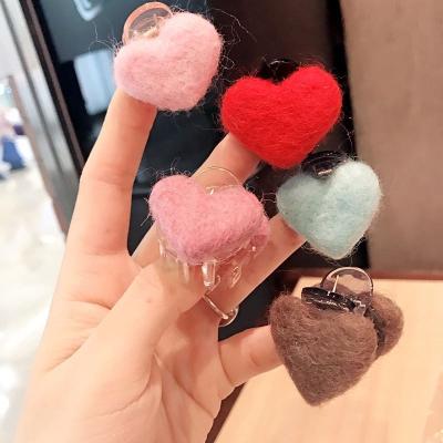 China Colorful Wool Felt Heart-shape Hairpin Grab Clip HY-015 for sale