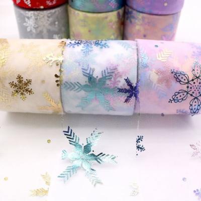 China Sustainable Fabric 2.4inch6cmSnowflake Soft Tulle Roll For Tutu Skirt Pom DIY Gift for sale