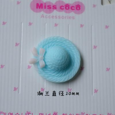 China Cute Resin Clay For Phone Decor From Europe 20Mm Straw Hat Planar Resin Flatback for sale