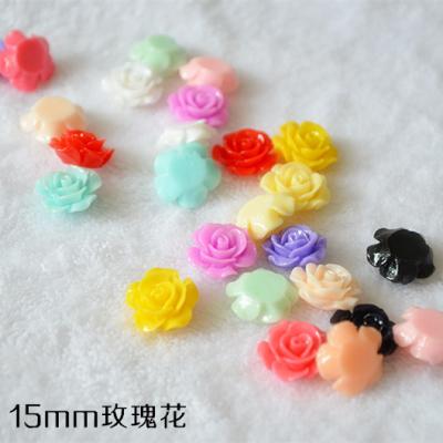 China Delicate Europe 15Mm Rose Flat Back Planar Resin Multi Color Design For Headband for sale