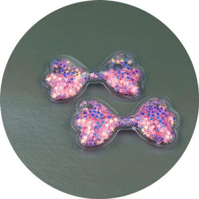 China Hot Custom Bow Patch Flake Quicksand Sequin PVC DIY DIY Accessories For Bag 5*5cm for sale