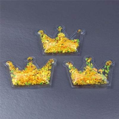 China Hot Custom Crown Patch Flake Quicksand Sequin PVC DIY DIY Accessories For Bag And Hair Clips 5*5cm for sale