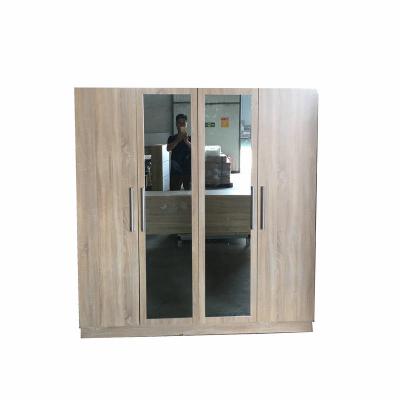 China Cheap Furniture 4 Door Room Cheap Bed Wardrobe With Mirror for sale