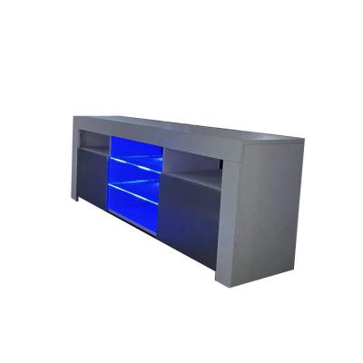 China Morden Design Living Room Blue Led Stand Light Cabinet UV Glossy Faced TV Stand LED TV Stand for sale