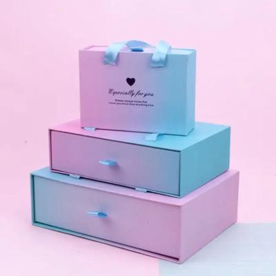 China High Quality Custom Recycled Materials Purple Drawer Storage Oriented Pastel Gift Box With Elegant Customizable Ribbon And Logo Wholesale for sale