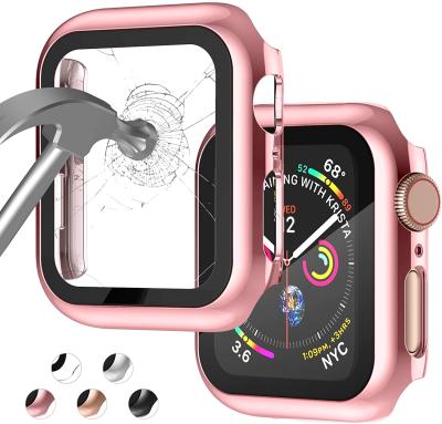 중국 Case Cover For Apple Watch 44mm 40mm iWatch 42mm 38mm PC Bumper+Tempered Glass for Apple Watch Series 4 3 5 SE 6 판매용