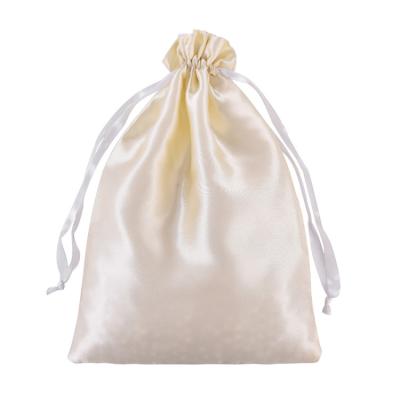 China Custom Recyclable White Satin Custom Logo Jewelery Bags Recyclable Drawstring Bag With Logo for sale