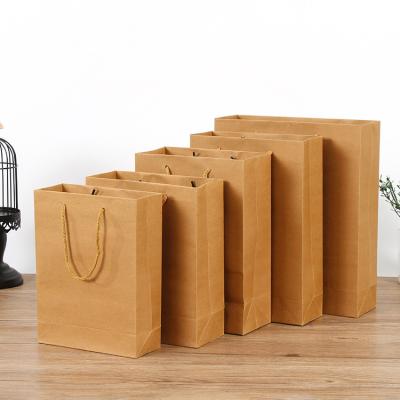 China Factory Recyclable Multi-Size Kraft Paper Bag Brown Color Can Be Customized For Shopping / Shoes / Clothing Bags for sale