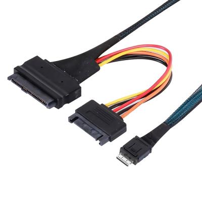 China Computer Transfer Speed ​​7000mb/s OcuLink SFF-8611 to SFF-8639 U.2 PCIe 4.0 NVMe Cable with 15pin Power Data for sale