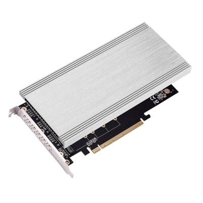 China IOCREST PCIe 3.0 x16 to 2 X4 M.2 Dual NVMe SSD SSD NGFF Adapter Card 2230/2242/2260/2280 for sale