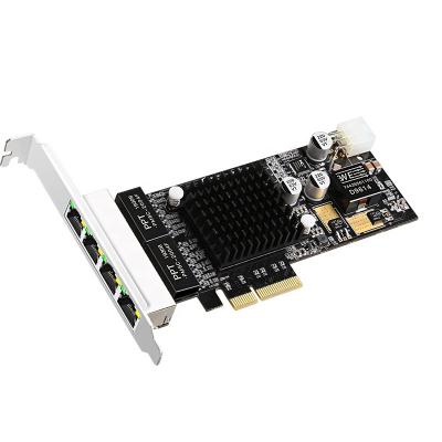 China IOCREST Server 4 Ports PCIe PoE Gigabit Ethernet Network Card for Intel350 I350-T4 Wired Network Card for sale