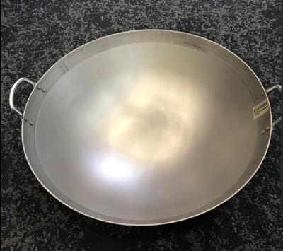 China 40cm Commercial Cast Iron Skillet Ears With Work Induction Cooker Round Bottom Steel Pan for sale