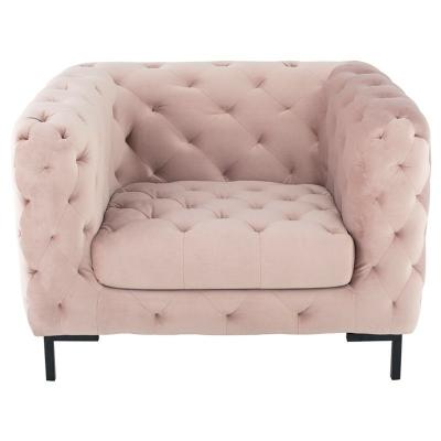 China Modern Ornate Blush Pink Velvet Upholstered Club Chair Sofa Lounge Chair for sale