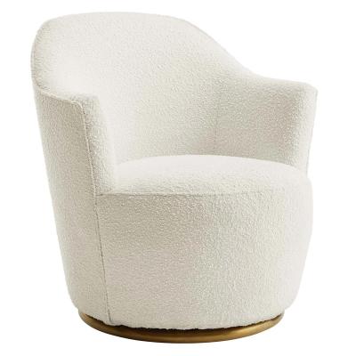 China Swivel Accent Swivel Chair Modern White Boucle Upholstered Living Room Leisure Chair for sale