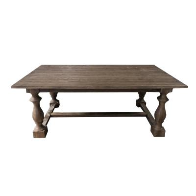 China Farmhouse Solid Oak Wood With Carved Legs Trestle Dining Table 8 Seater for sale