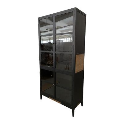 China Modern Modern Black Wood Glass Display Cabinet Living Room Furniture for sale