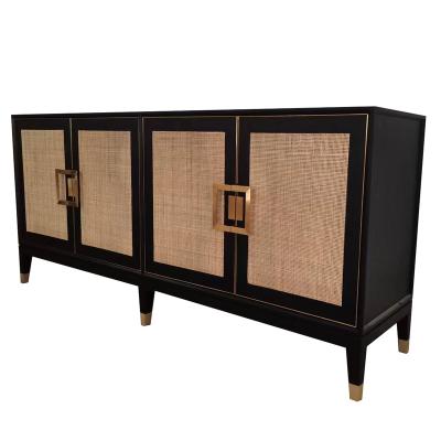 China New Modern Design Modern Oak Wood Rattan Sideboard Cabinet Buffet Modern For Living Room Home Dining Hotel for sale