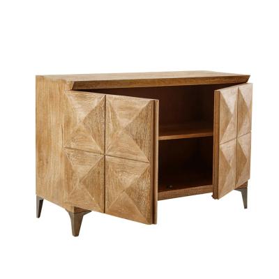 China Modern Contemporary Solid Oak Parquet Two Door Sideboard Living Room Luxury Wood Storage Cabinet for sale