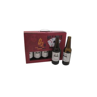 China Recyclable Custom Eco-friendly Corrugate Paper Wine Box With Handle For Wine Glass Packaging for sale