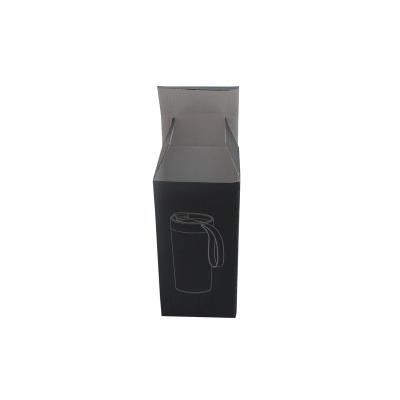 China Factory Shipping Black Corrugated Handmade Custom Paper Folding Cartons Packaging Box For Cup for sale