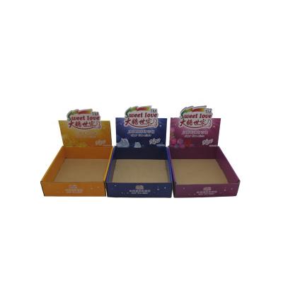 China Custom Recyclable Kraft Paper Snack Collection Display Box Countertop Cardboard Display Boxes Printed Foldable Cardboard for sale