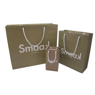 China Handmade Luxury Copper Coated Paper Bags Shopping Bags With Cotton Handles for sale