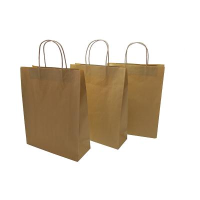 China Brown Fashion Kraft Paper Bag With Twisted Handle for sale