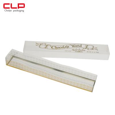 China New design of recyclable plastic transparent box and chocolate packaging box gold stamping logo printing for sale