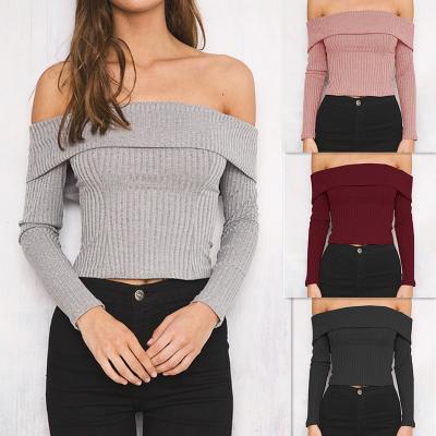 China 2018 Fashion Wholesale Anti Shrink Sexy Women Drop Shoulder Women Sweater (C17431) for sale