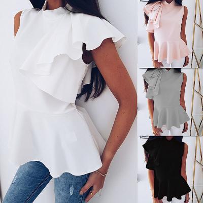 China 2018 Fashion Ladies Sexy O-Neck Women's Wholesale Anti-Shrink Sleeveless T-Shirts (C18236) for sale