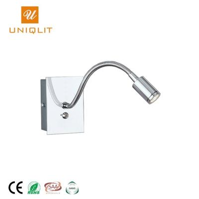 China Modern Modern Hotel LED Light Flexible Gooseneck Bedroom 3W Wall Reading Lamp for sale