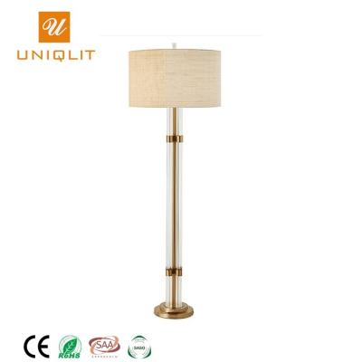 China Modern Hot Sale Hotel Crystal Floor Lighting Unique Floor Lamp With Fabric Shade for sale