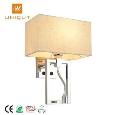 China Custom Modern Hotel Stainless Steel Bedside Lamp Reading LED Decorative Wall Mounted Indoor Wall Lamp for sale