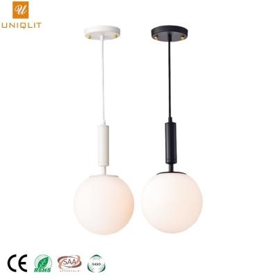 China Gray Pink 40W Modern White Ball Black Decoration Bedroom Pendant Light for sale