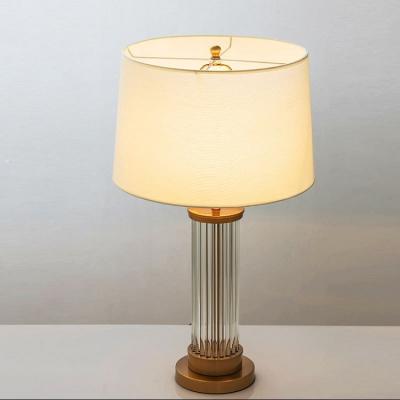 China Best Selling Modern Ware Gold Brass Material Bedside Fabric LED Table Lamp for sale