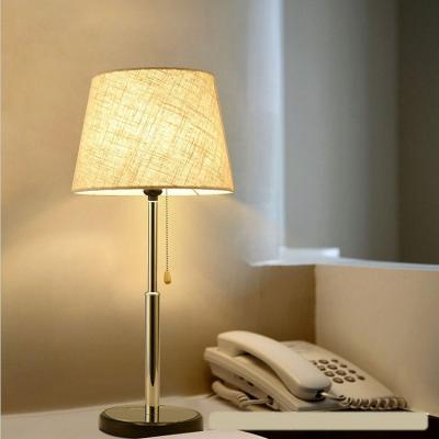 China Modern Best Seller Products Specialized Hotel Bedroom Chrome Iron Fabric Table Lamp for sale