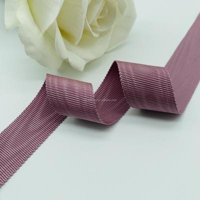 China High Tenacity 19mm Pale Mauve 100% Polyester Moiré Ribbons For Hair Bow for sale