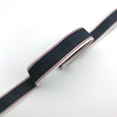 China 15MM Double Stitch Polyester Denim Sustainable Tape For Apparel for sale