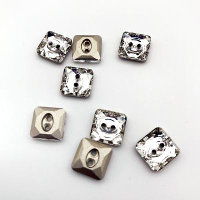 China 10mm workable two holes square crystal rhinestone buttons for shirt for sweater for sale