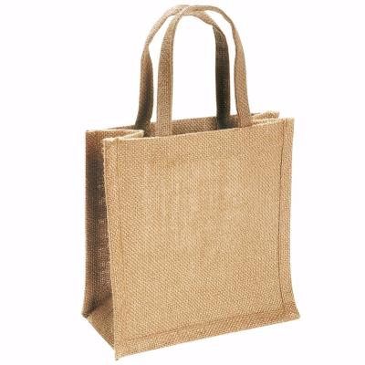 China Customized Laminated Handled Logo Printing Small Jute Shopping Bag Wholesale for sale