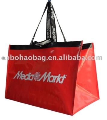 China Gloss Handled Solid PP Woven Shopping Bag for sale