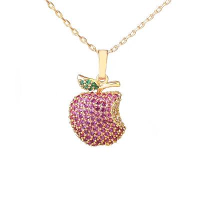 China CLASSIC Fashion 18K Gold Plated Wedding Women's CZ Apple Shape Drop Necklace For Girl Gift for sale