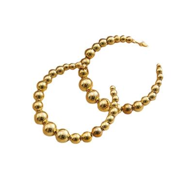 China TRENDY Unique Fashion Designer Korean Beaded Jewelry Hoop Earring for Women in 18K Gold Plating for sale