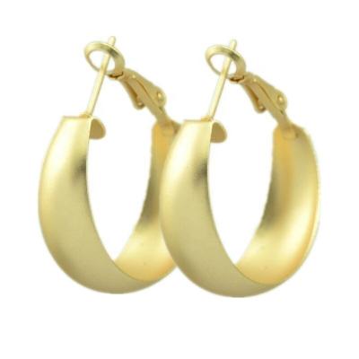 China TRENDY Fashion Huggie Loose Circle Matte Crossing Dome Earring For Women 18K Gold for sale