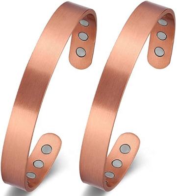 China FASHIONABLE Matte Copper Magnetic Bracelet Men Adjustable Magnets Men Slap Bracelet Magnetic Energy Bracelet Male for sale