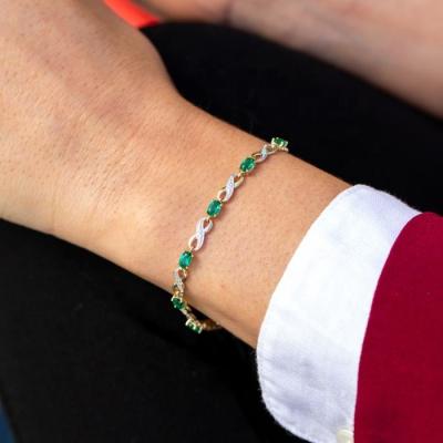 China High Quality TRENDY Two Tone Gold Silver Plated Infinity Emerald Women Bracelet for sale