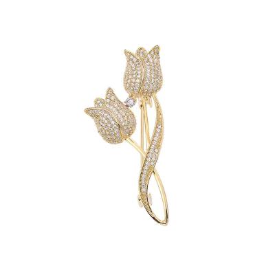 China Direct Selling Fashionable High-end Korean Trend Flower Brooches Tulip Brooch Luxury Women for sale