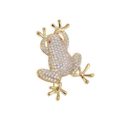 China Fashionable Wholesale New Design Elegant Frog Brooches Zircon Brooch Jewelry Animal Brooches for sale