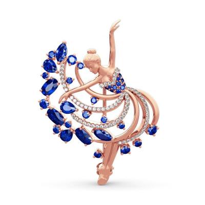 China Beautiful Fashionable Luxury Dancing Girl Brooch Tanzanite Zircon Plating Brooch Rose Gold Girl's Gift for sale